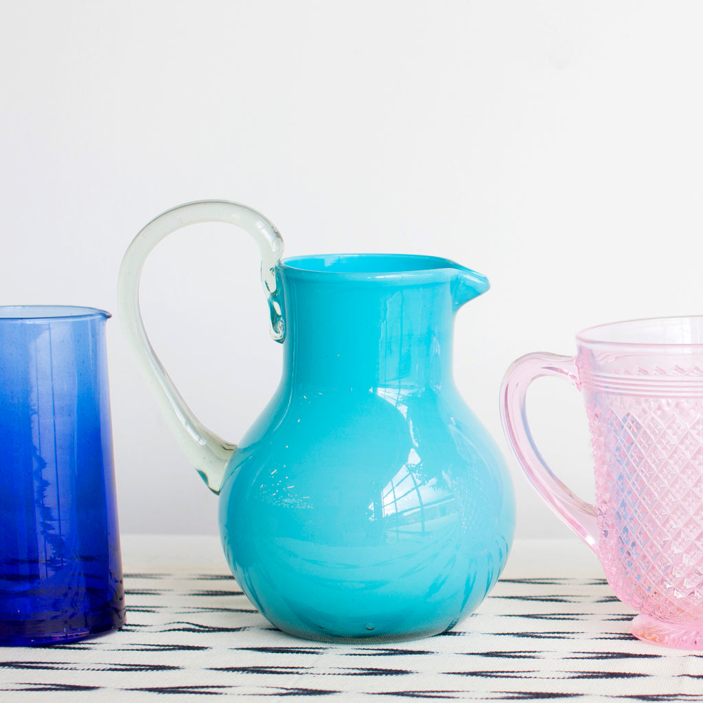 Handblown Aqua Glass Pitcher – Salt & Sundry