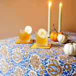 Pumpkin Flower Block Print Tablecloth