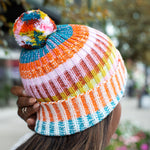 Mosaic Stripe Pom Beanie