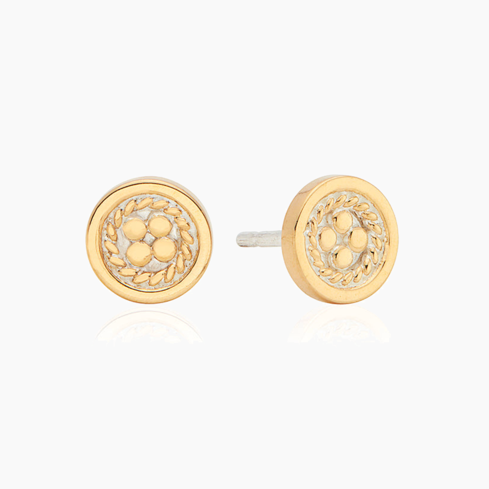 Gold Classic Circle Stud Earrings