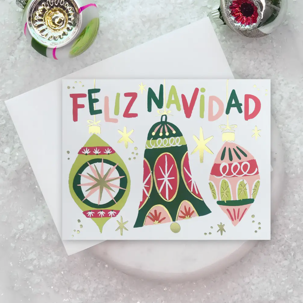 Feliz Navidad Ornaments Card