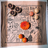 Picnic On Taupe Tea Towel