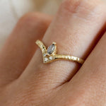 14k Rose Cut Diamond Marquise Peak Ring