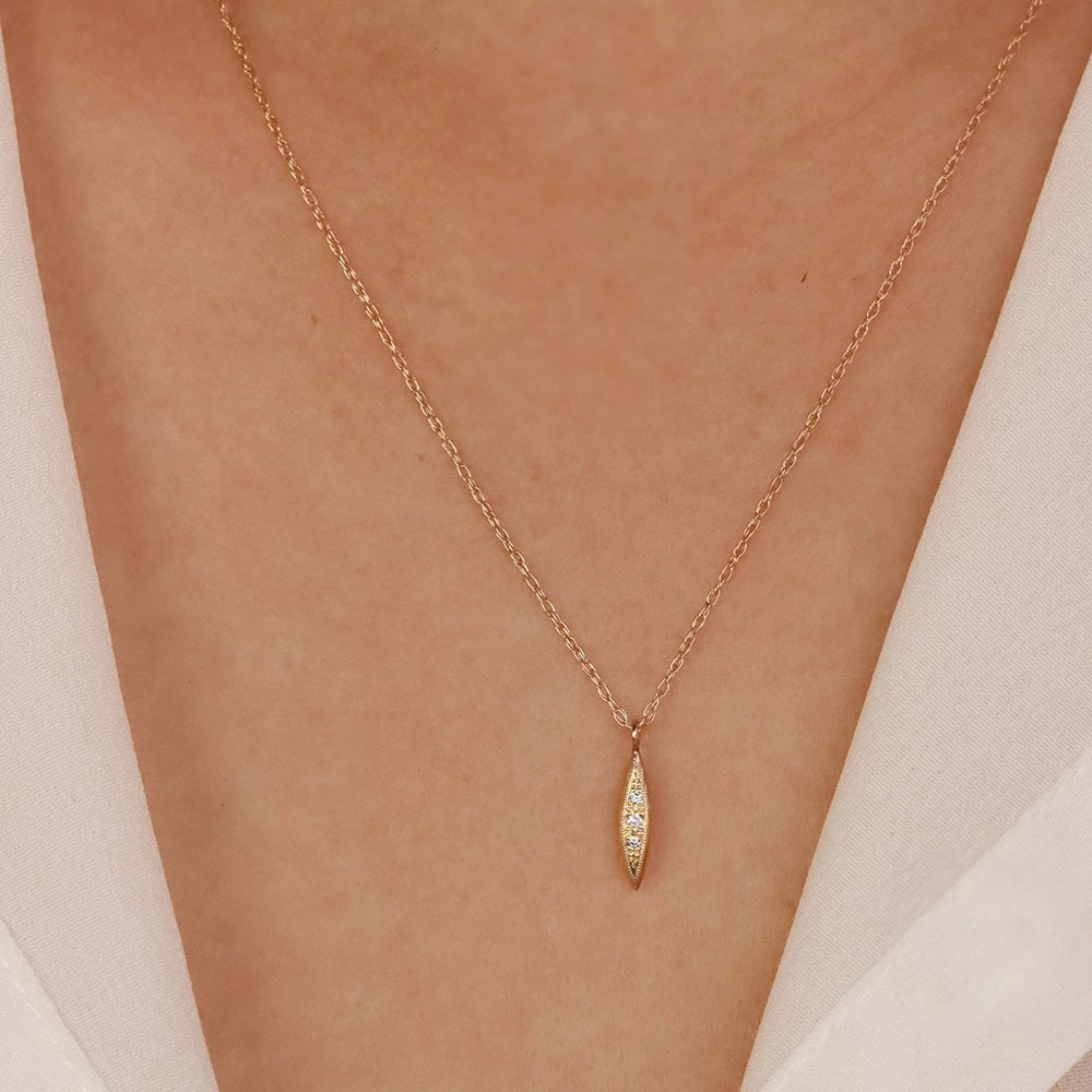 14k Triple Diamond Peak Necklace