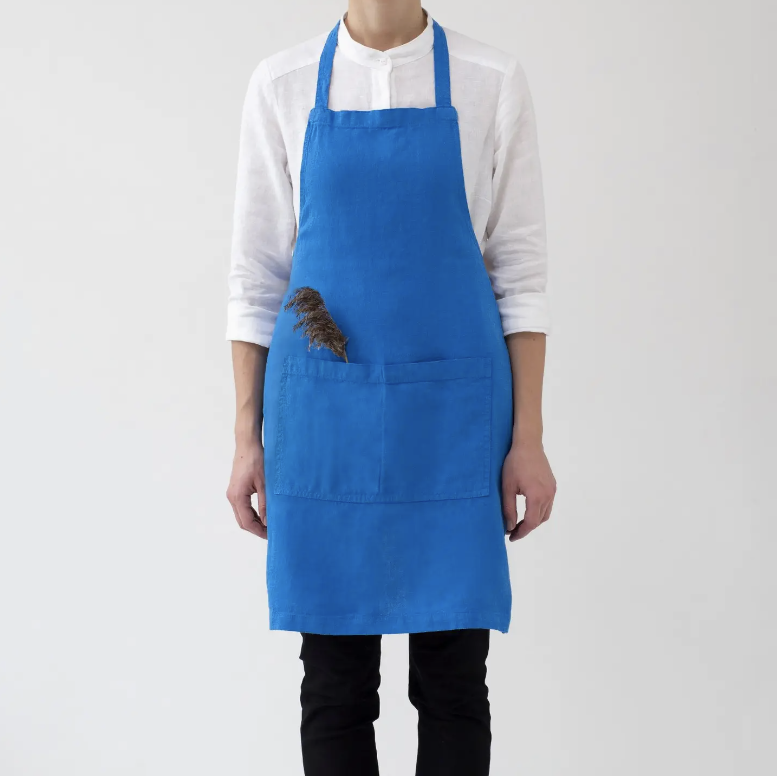 Linen Daily Apron in French Blue