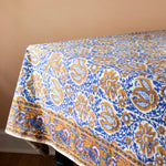 Pumpkin Flower Block Print Tablecloth