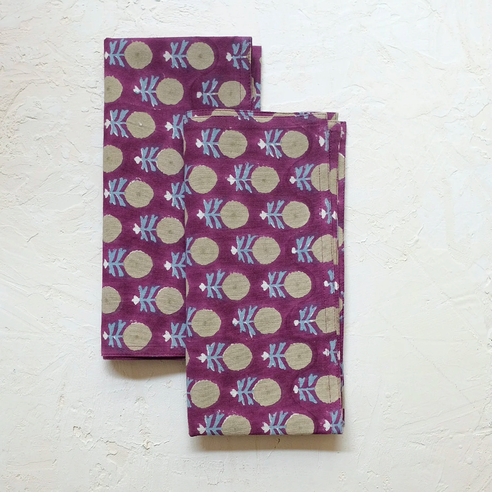 Kesya Eggplant Block Printed Napkin