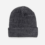 Grid Knit Beanie in Black Grey