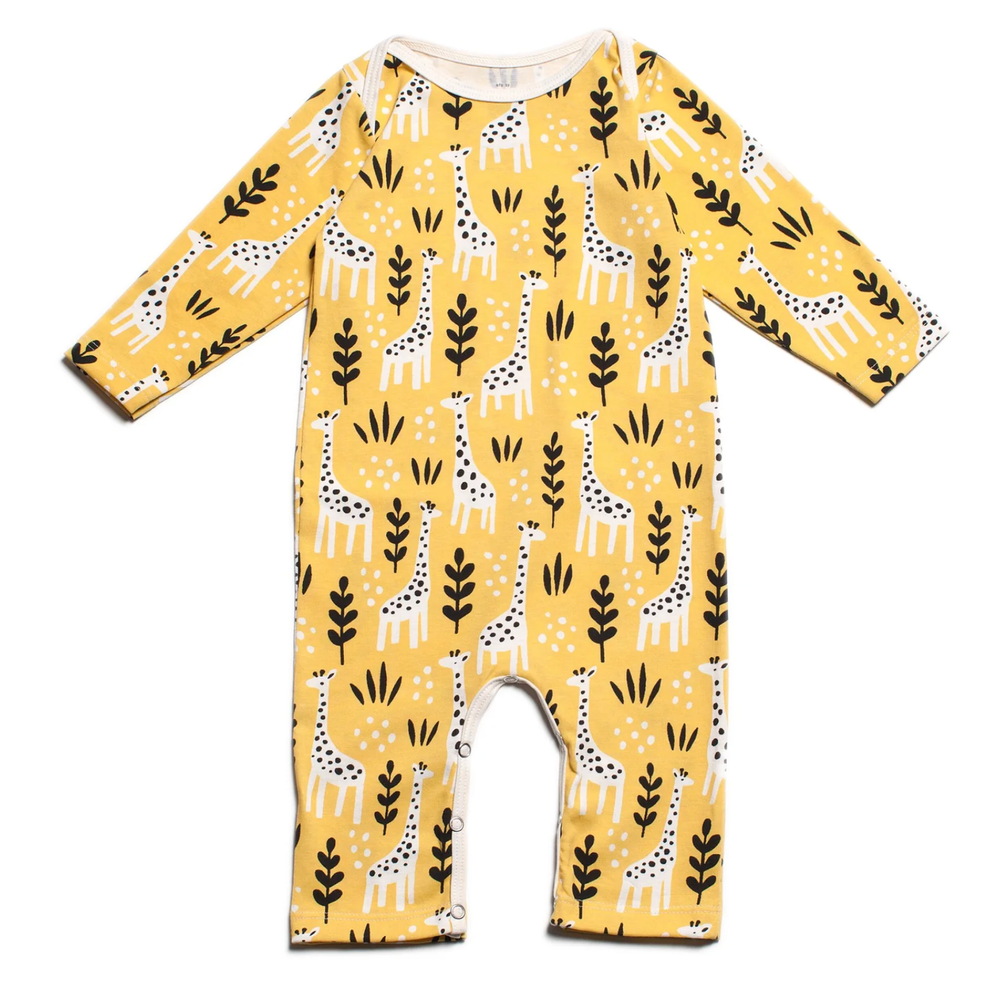 Long-Sleeve Romper in Giraffes