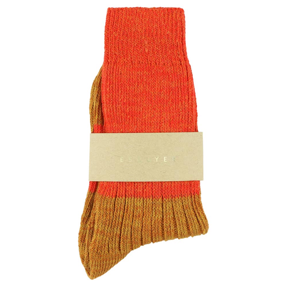 Melange Block Socks in Orange