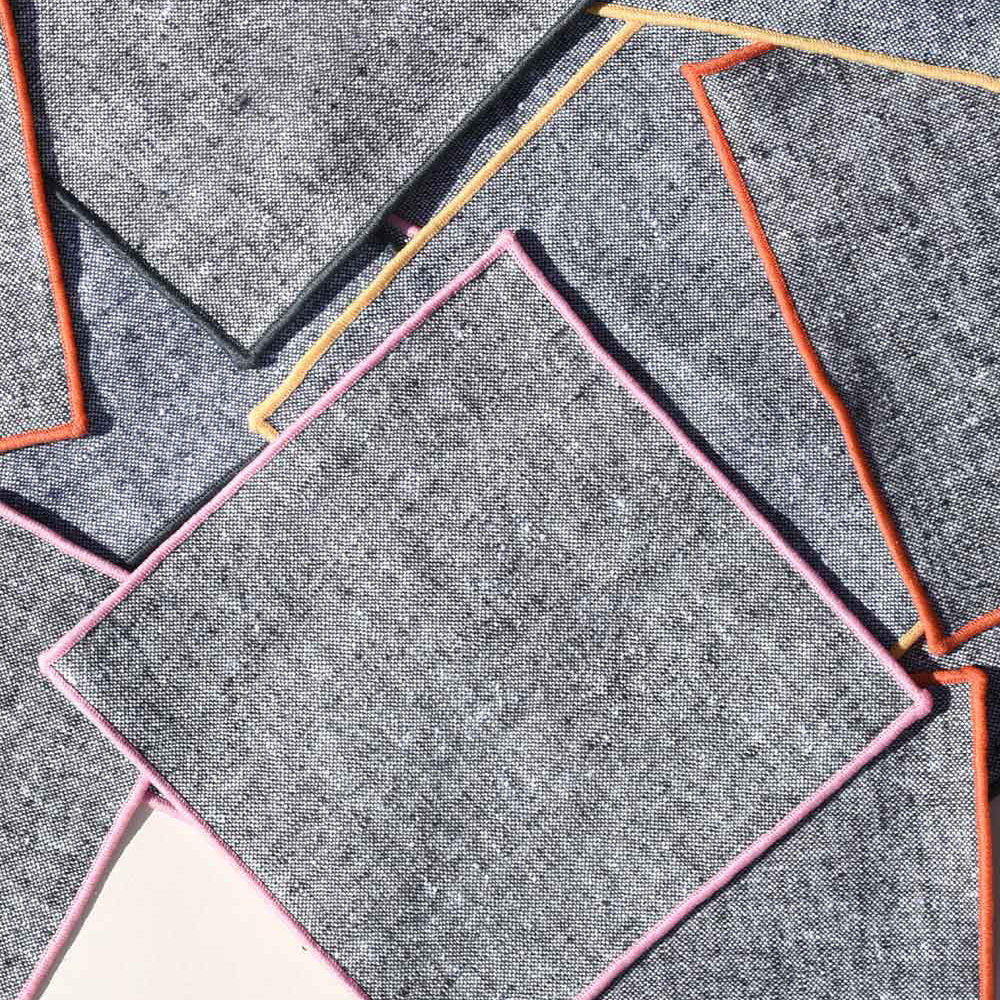 Rainbow Chambray Cocktail Napkins, Set of 4