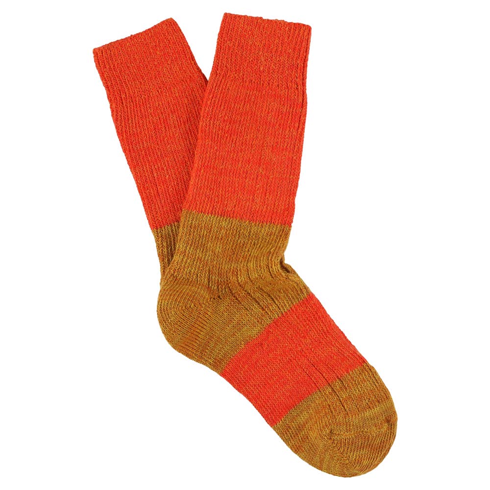 Melange Block Socks in Orange