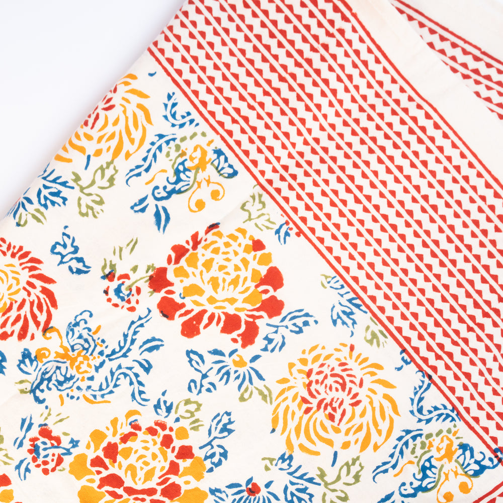 Canton Flower Block Print Tablecloth