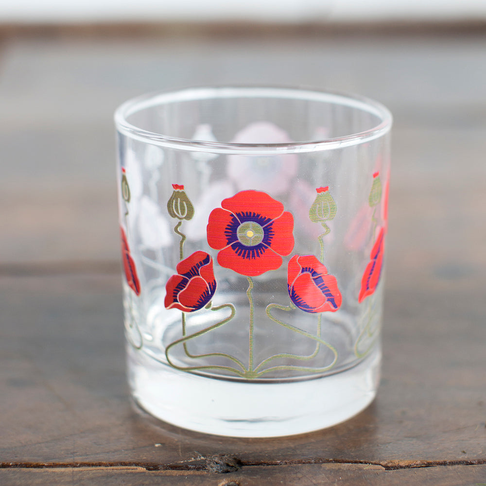 Red Poppy Collins Glass