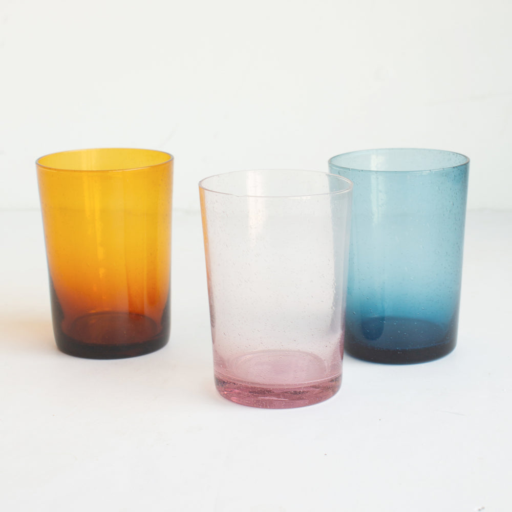 Hand Crafted Blown Glass Tumblers (set of 6) - Sky Rainbow Raindrops