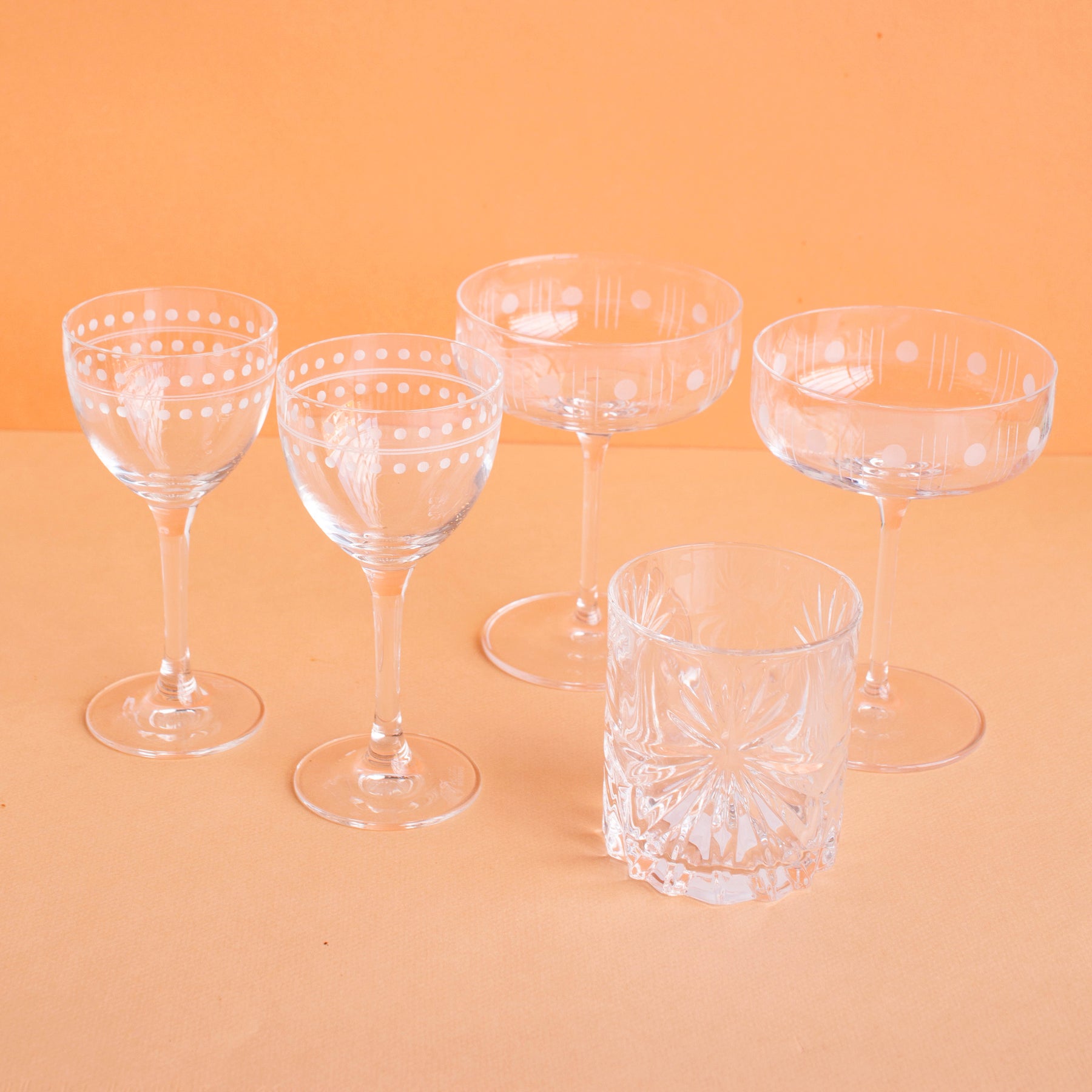 Vintage Art Deco Nick and Nora Coupe Glasses, Set of 4