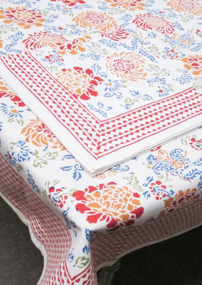 Canton Flower Block Print Tablecloth